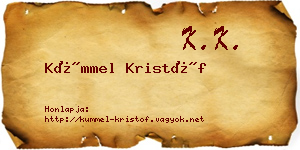 Kümmel Kristóf névjegykártya